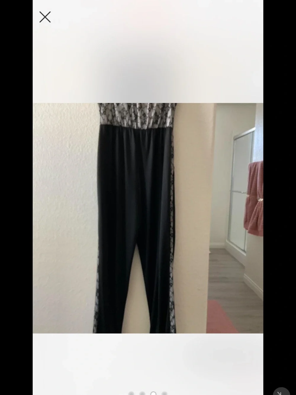 Black Lace-Accented Strapless Jumpsuit